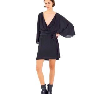 THE KOOPLES SHORT BELTED KIMONO DRESS IN SILK VISCOSE